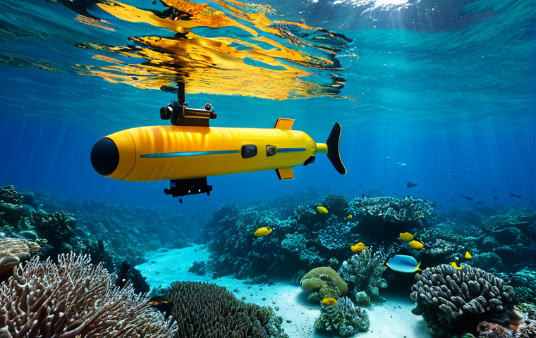 Autonomous Underwater Vehicle (AUV) Exploration**

"An advanced Autonomous Underwater Vehicle (AUV), fully clothed in protective casing, exploring a vibrant coral reef ecosystem, appropriate content, clear blue water, diverse marine life, professional underwater photography, perfect anatomy of coral and fish, correct proportions, safe for work, high-resolution image, natural pose, bright lighting, professional."

**