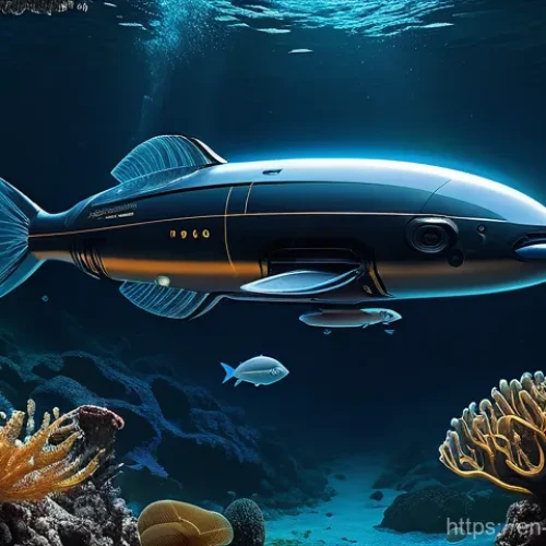 Home 15 해양학 연구 설계 - **Prompt: Autonomous Deep-Sea Exploration**
"A sleek, futuristic Autonomous Underwater Vehicle (...