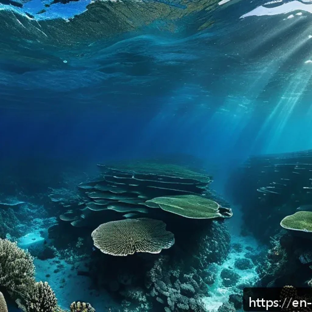 해양 지질학 - A detailed underwater scene of a mid-ocean ridge featuring rugged, vast mountain chains formed by se...